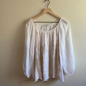 Angela Moda Blush Italian Silk Embroidered Blouse